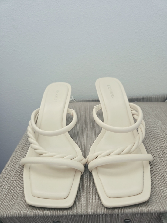 Express Shoes - Express Women's Cream Strappy Square-Toe Slide Sandals